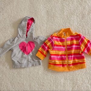 Bundle 2 baby girl 6-12’m jackets in pink orange